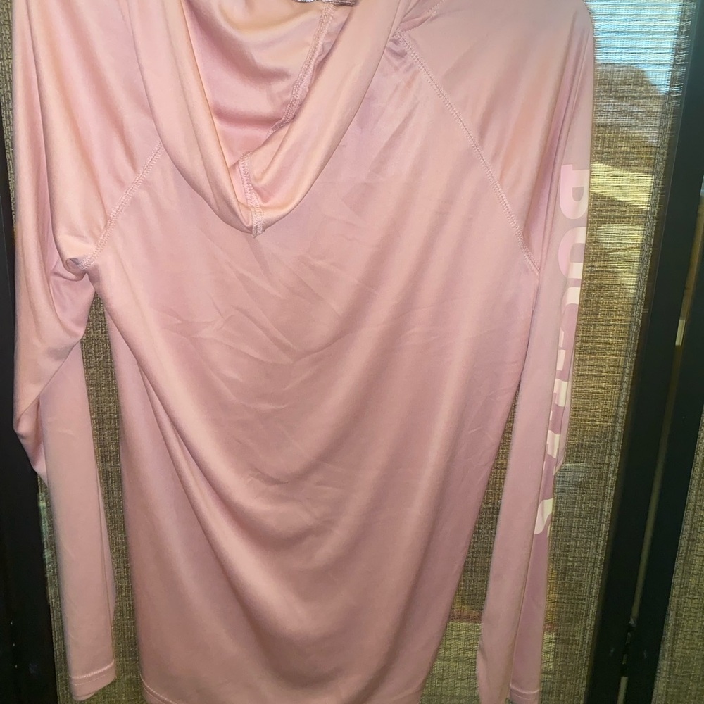 Women's Pink Long Sleeve Hoodie Tee with Graphic - Picture 7 of 8